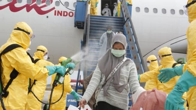 WNI saat kedatangan dari Wuhan (Foto: Istimewa)