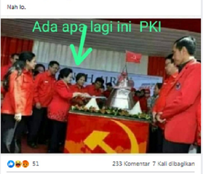 Cek Fakta Megawati dan Jokowi Potong Tumpeng di Meja Berlogo PKI