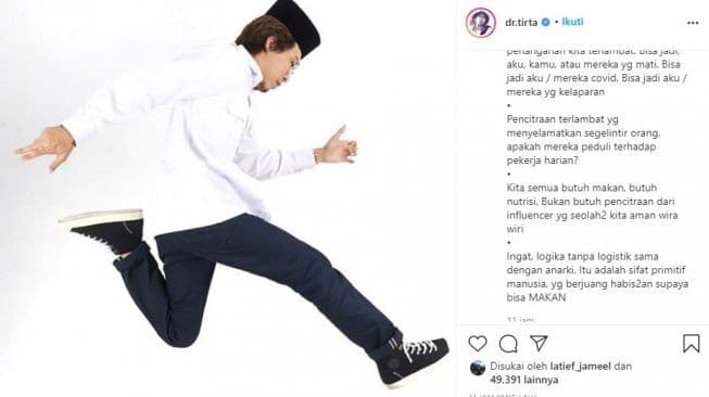 Dokter Tirta Sebut Covid Ditunggangi Politik, Denda PSBB Tajam ke Bawah