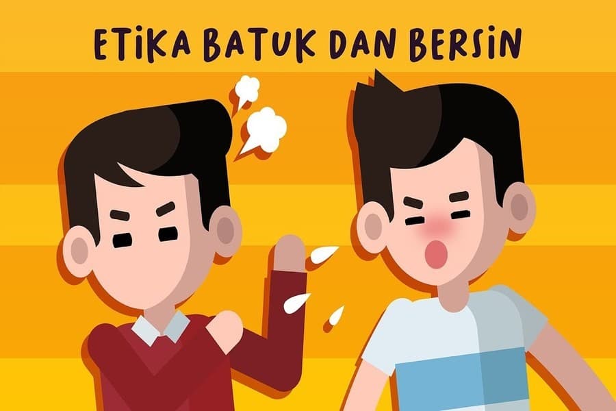 Ilustrasi etika batuk dan bersin yang benar (sumber: Puskesmas Ambunten)
