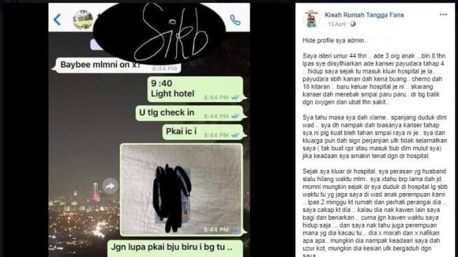 Tangkapan layar unggahan Grup Facebook Kisah Rumah Tangga Fans.