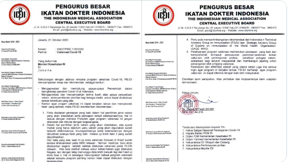 Pernyataan PB IDI Terkait Vaksin Covid-19 (Foto:twitter)