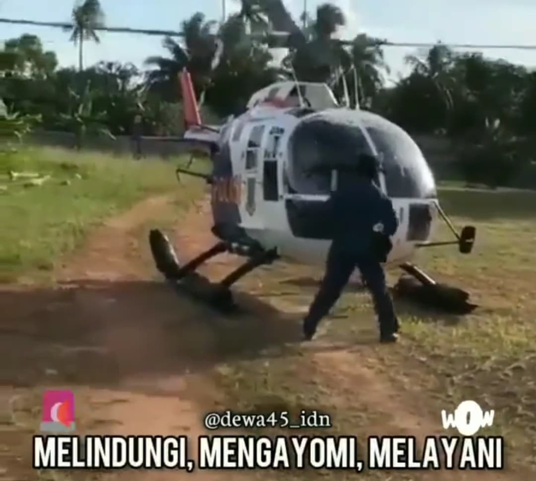 Viral heli Polri ditumpangi masyarakat sipil (Foto: Istimewa) 