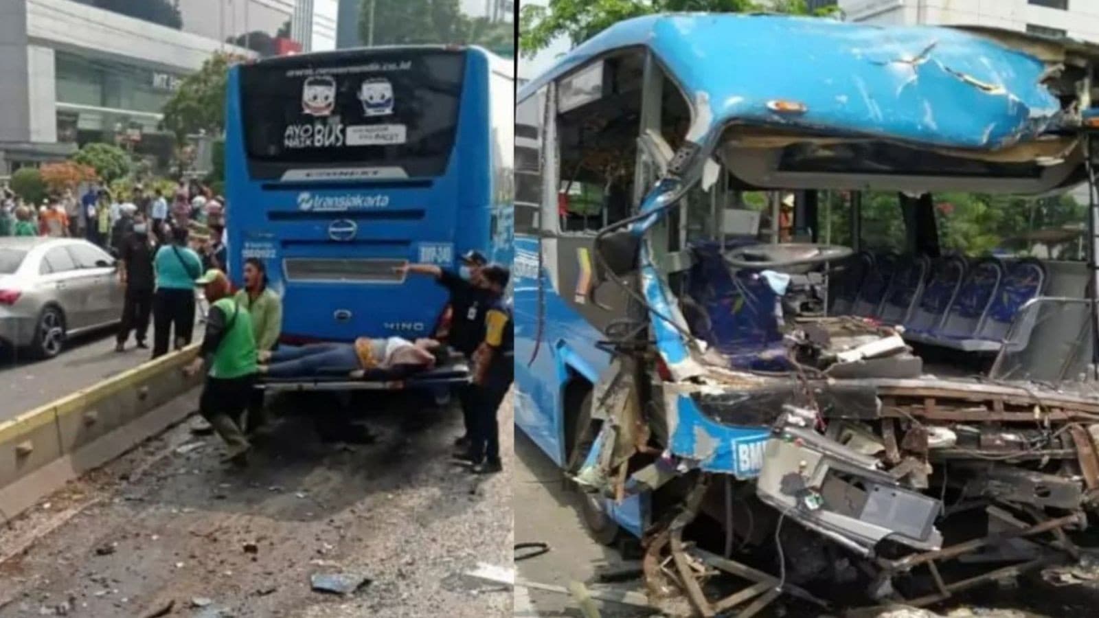 Kecelakaan bus Transjakarta di Cawang, Jakarta Timur, Senin 25 Oktober 2021