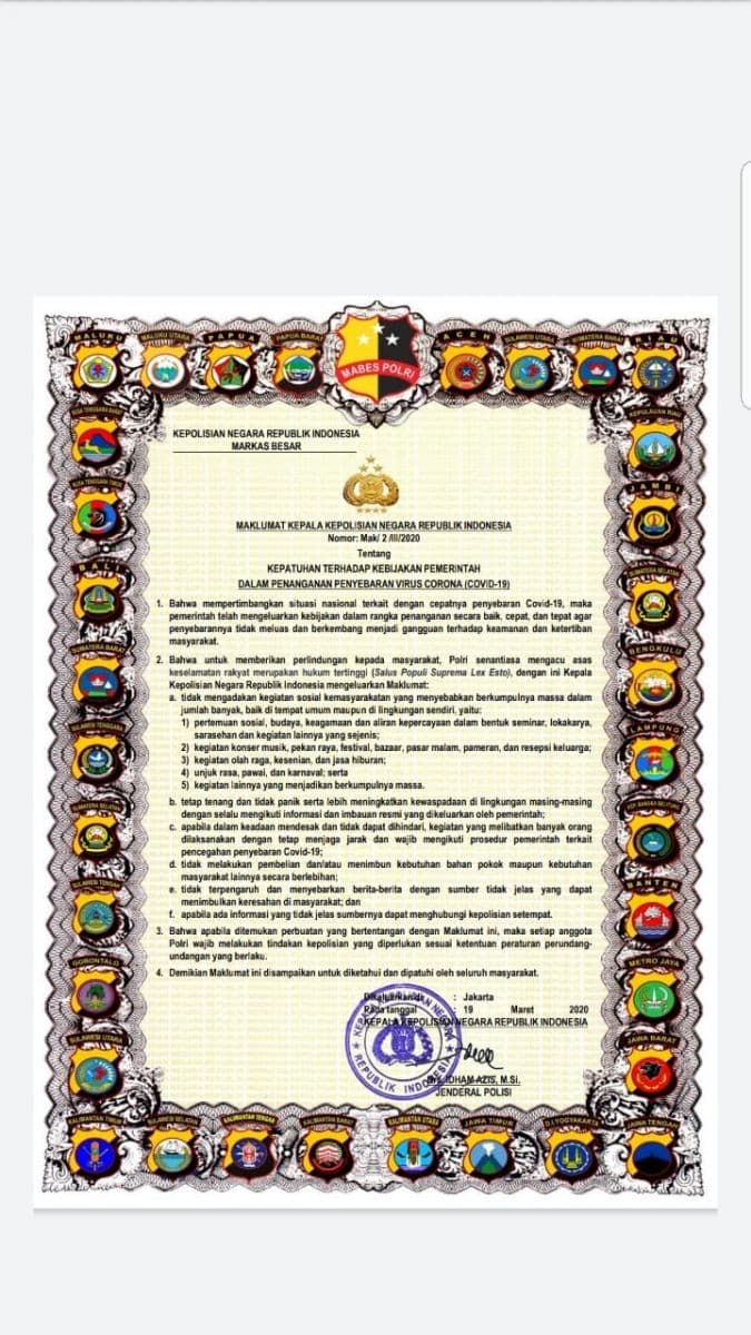 Maklumat Kapolri Idham Azis