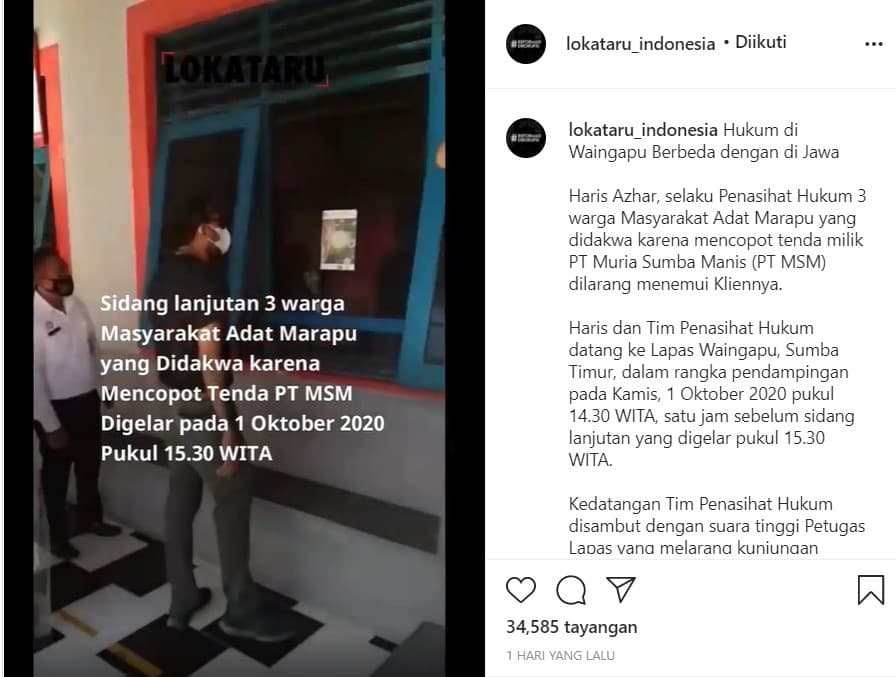 Haris Azhar adu mulut dengan petugas Lapas Waingapu (Foto: Instagram Lokataru)