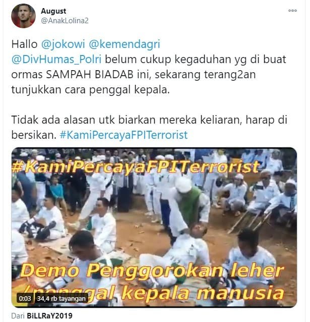 Viral FPI Diduga Demo Gorok Leher
