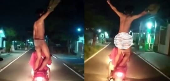 Gerombolan pemuda konvoi bugil di atas motor. (Foto: Instagram)