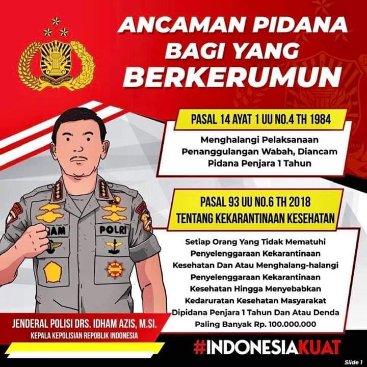 Ancaman pidana buat orang yang berkerumun selama PSBB