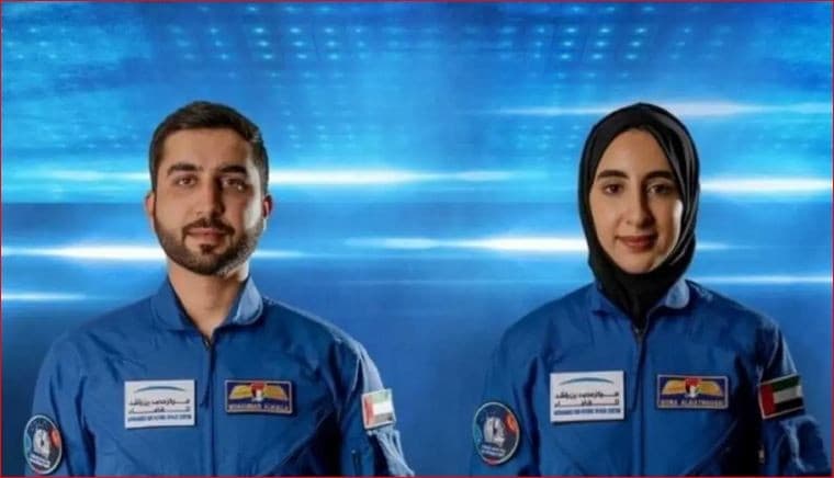 Mohammed al-Mulla (kiri) dan Noura al-Matrooshi, dua astronot Uni Emirat Arab (UEA) yang akan menjelajah luar angkasa. Foto: alarabiya.net