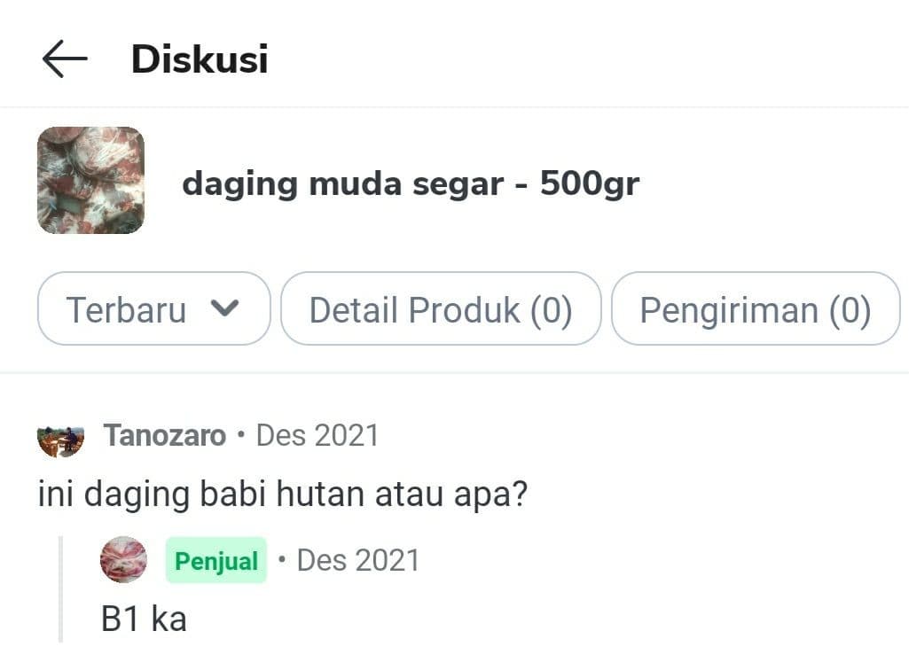 Penjualan daging anjing di Tokopedia (Foto: Tangkapan layar)