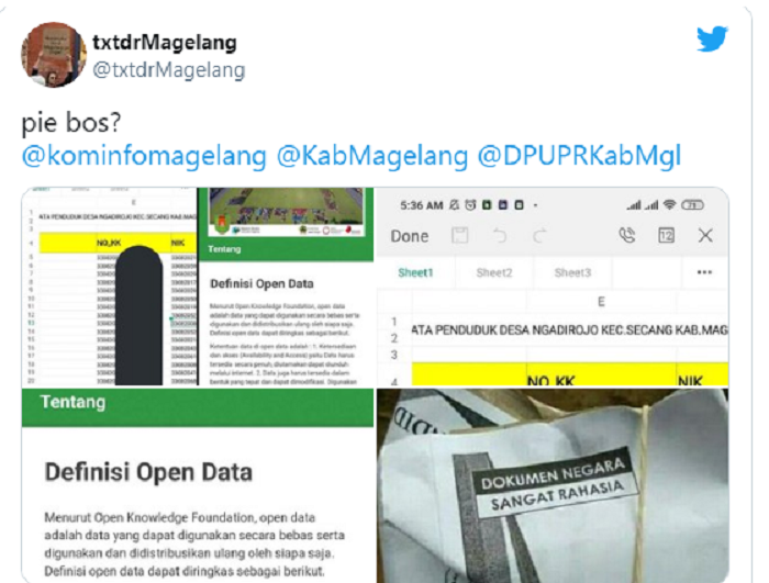 Data kependudukan diumbar di website Pemkab Magelang (Foto:Istimewa)