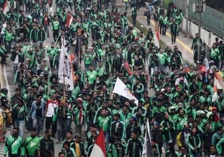 Ilustrasi Demo Ojek Online (Foto:Istimewa)