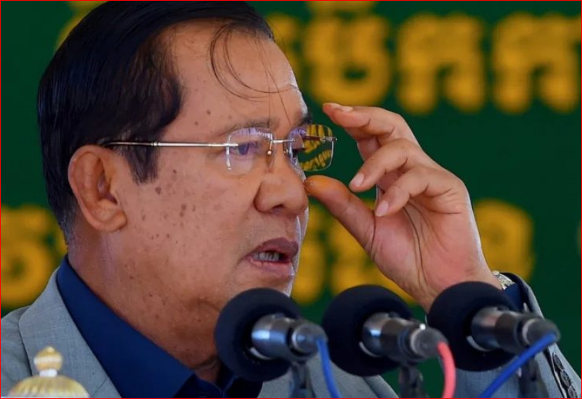 PM Hun Sen saat berbicara mengenai vaksinasi di Kamboja. Foto: thecambodiadaily