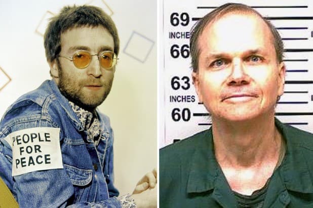 Mendiang John Lennon dan sosok yang membunuhnya, Mark David Chapman (doc: istimewa)