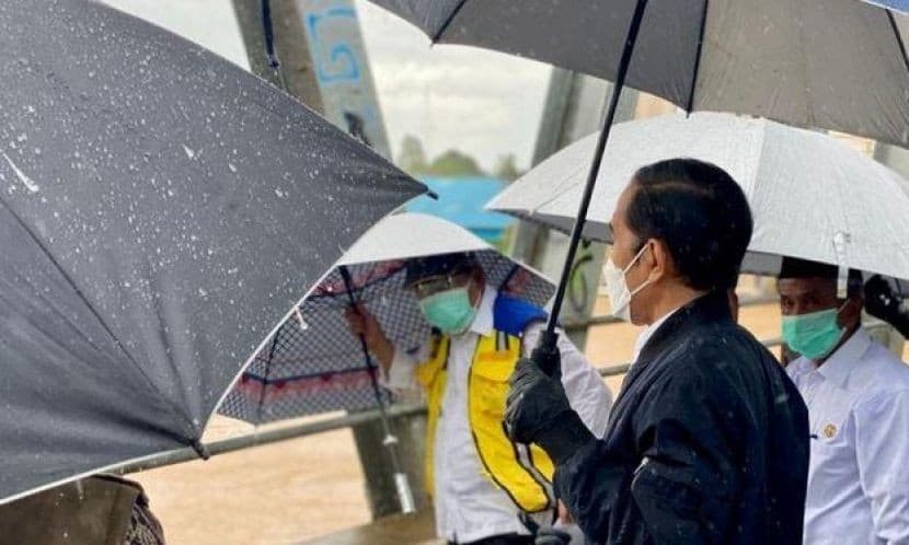 Presiden Joko Widodo (Jokowi) saat meninjau banjir di Kalimantan Selatan (Kalsel) 