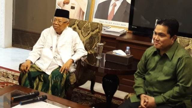Wakil Presiden Ma'ruf Amin bersama Menteri BUMN Ercik Thohir