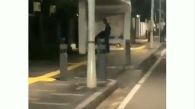 Video menampilkan sepasang kekasih mesum di halte (Foto:Istimewa)