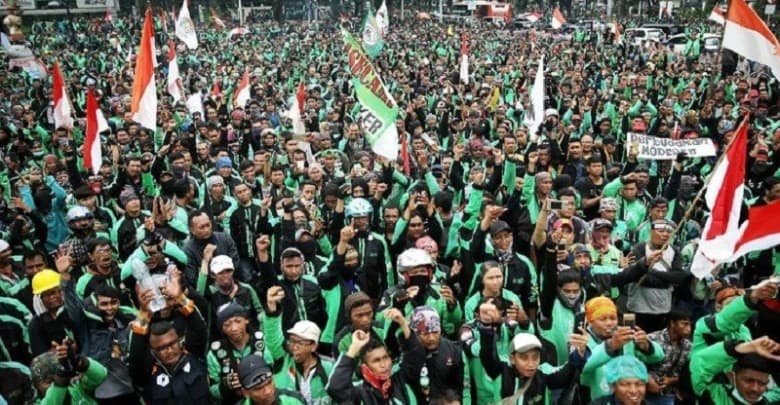 Ilustrasi ojek online lakukan demostrasi (Foto:Istimewa)