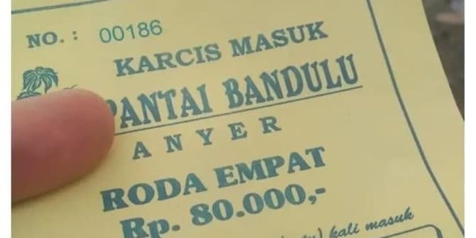 Viral karcis masuk Pantai Bandulu Anyer Rp 80 ribu