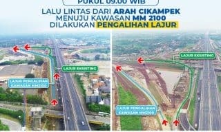 Pengalihan Lalin Arah Cikampek ke MM 2100 (Foto:Istimewa)