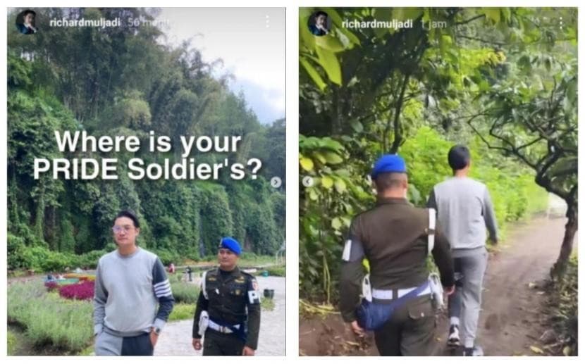 Pria diduga Richard Muljadi dikawal anggota TNI