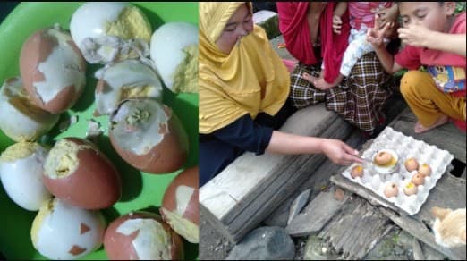 Warga keluhkan telur BPNT busuk. (Foto: Istimewa)
