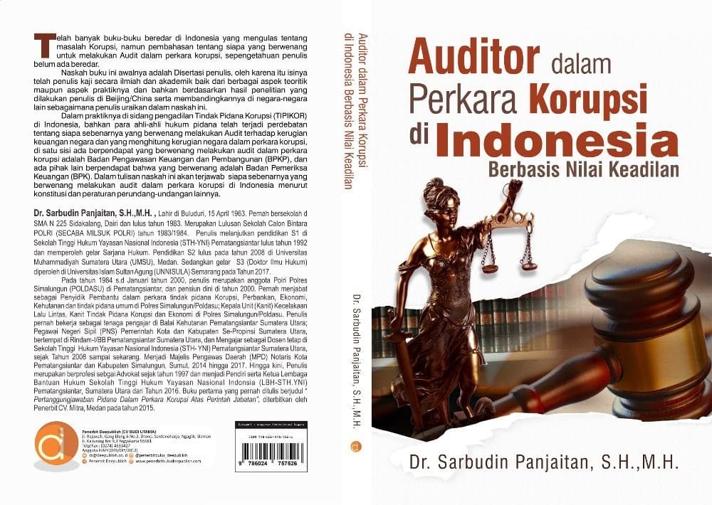 Cover buku Auditor dalam Perkara Korupsi di Indonesia Berbasis Nilai Keadilan (doc: bukalapak.com)