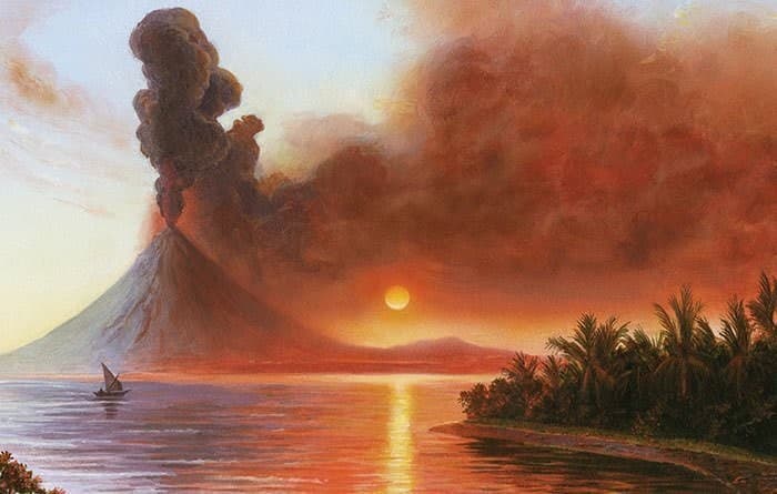 Gambaran erupsi Gunung Tambora tahun 1815