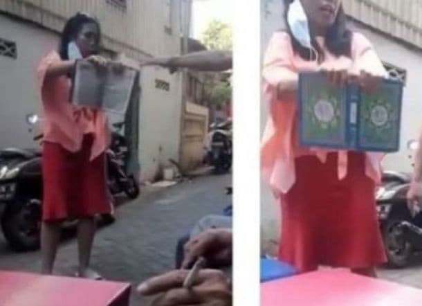 Wanita di Makassar Melepar Al-Quran (foto:Istimewa)