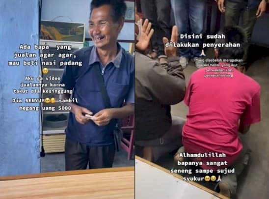 Bapak penjual agar-agar yang viral dapat donasi ratusan juta. (Foto: Istimewa)