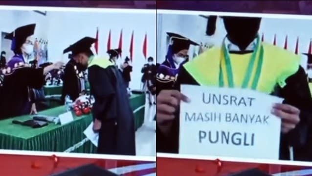 Viral wisudawan beri tulisan menohok ke rektor.