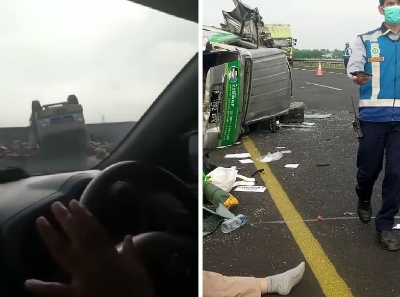 Kecelakaan maut rombongan relawan Semeru di Tol Gempol.