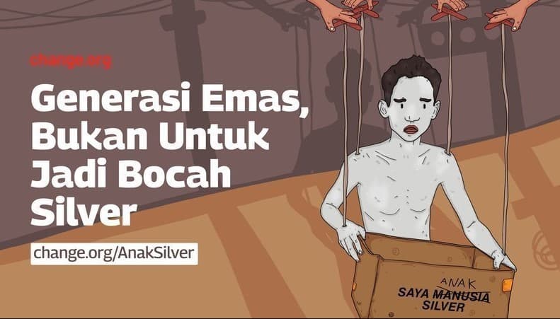 Tagar #SaveSilverKids Menggema, Ribuan Orang Teken Petisi Minta Mensos Risma Larang Manusia Silver
