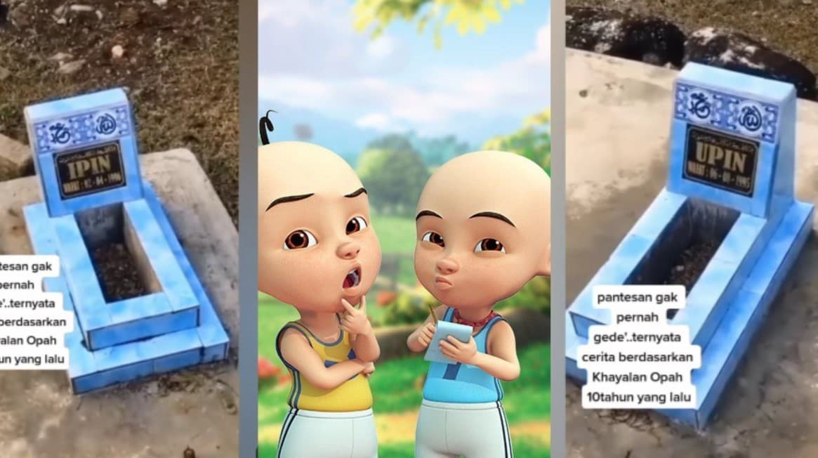 Foto viral makam diduga milik Upin-Ipin. (Foto: TikTok)