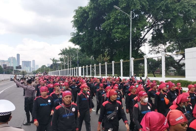 Buruh Unjuk Rasa (Foto:Antara)