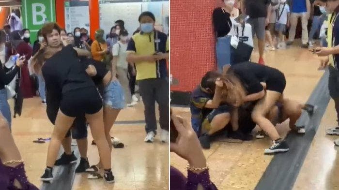 Viral Video Dua TKW Indonesia Bercelana Pendek Berkelahi di Stasiun Hong Kong