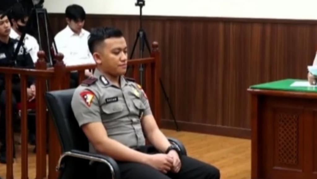 Bharada Sadam saat sidang kode etik Polri (Foto: Istimewa)