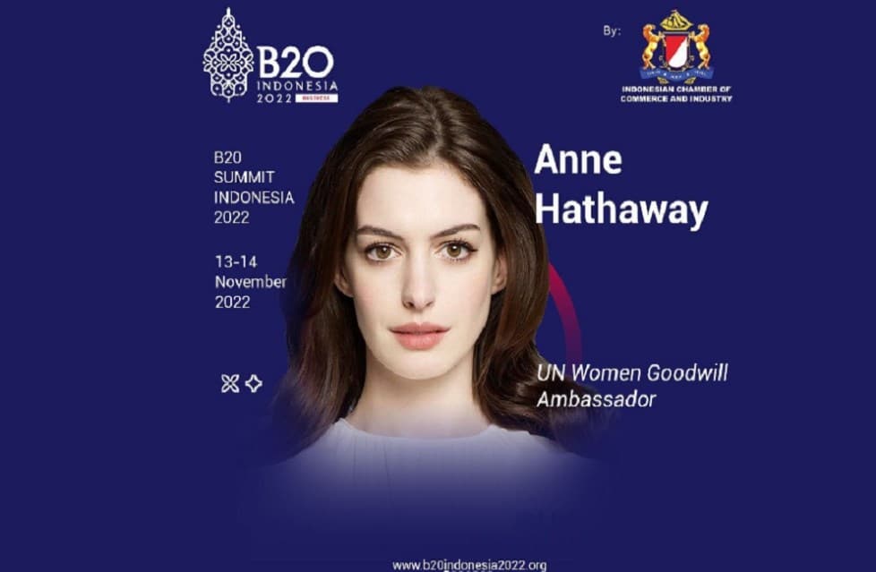 Aktris Hollywood Anne Hathaway bakal hadiri B20 Summit Indonesia 2022.
