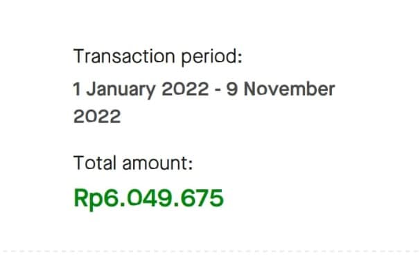 Riwayat transaksi gojek
