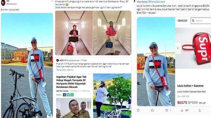 Istri Sekda Riau SF Hariyanto viral suka pamer barang mewah (Foto:Twitter)