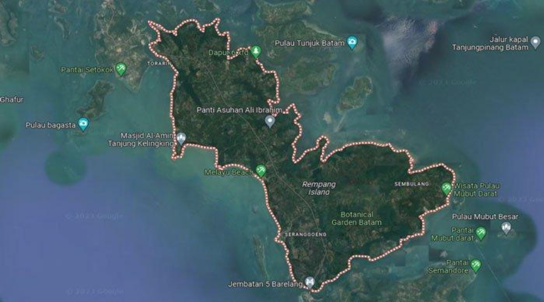 Potret Pulau Rempang di Batam, Provinsi Kepri (Foto: Google)