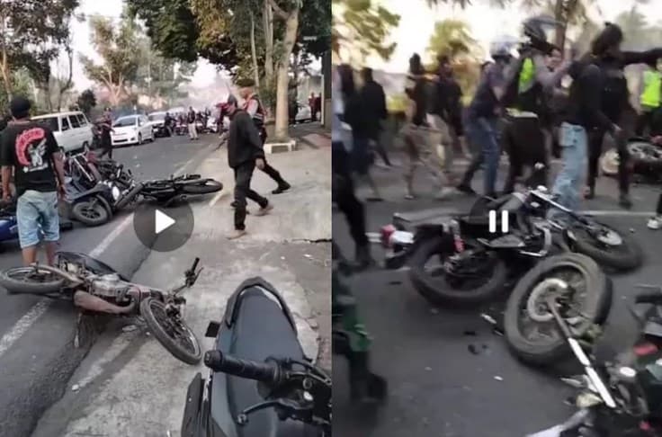 Viral bentrokan massa pendukung 2 partai politik di Muntilan.