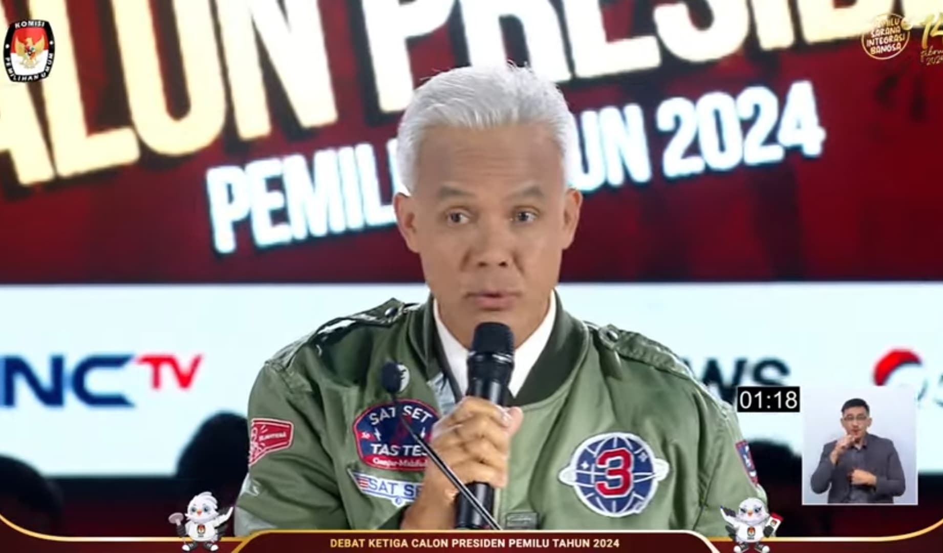 Capres 03 Ganjar Pranowo dalam debat (Foto: YouTube KPU RI)