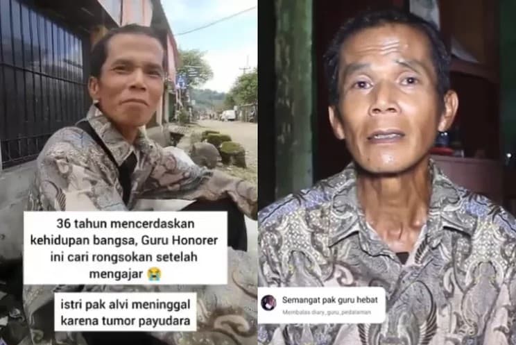 Kisah Pilu Pak Alvi 36 Tahun Jadi Guru Honorer, Terpaksa Nyambi Jadi Pemulung Demi Bertahan Hidup. (Foto: X)
