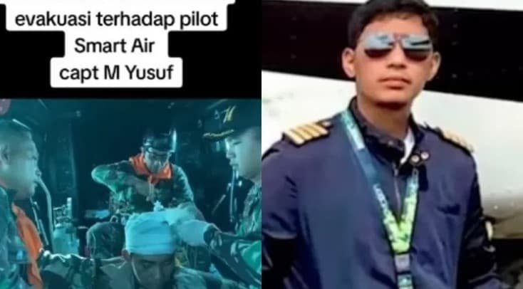 Kapten M Yusuf, Pilot Pesawat yang Selamat Usai Jatuh di Hutan Kaltara. (Foto: TikTok)