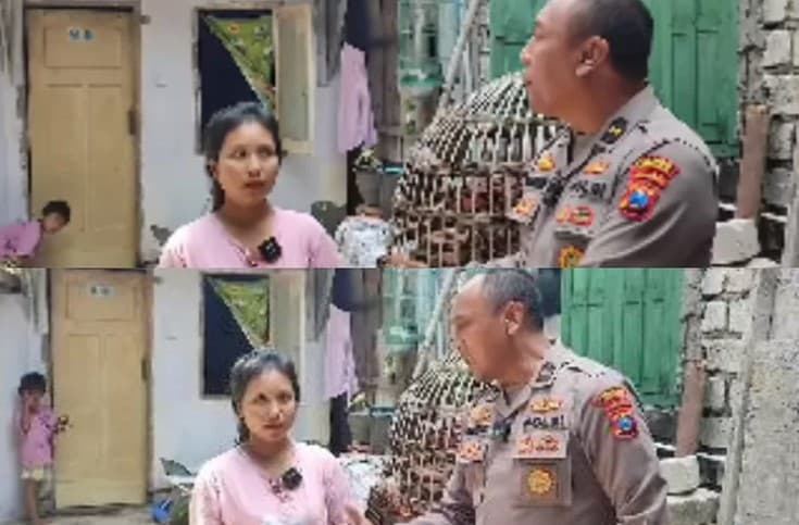 Ipda Purnomo akhirnya membantu melunasi utang emak-emak yang mengamuk ke penagih di Gresik. (Foto: Instagram)