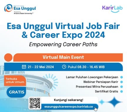 Universitas Esa Unggul dan KarirLab Gelar Virtual Job Fair & Career Expo 2024.