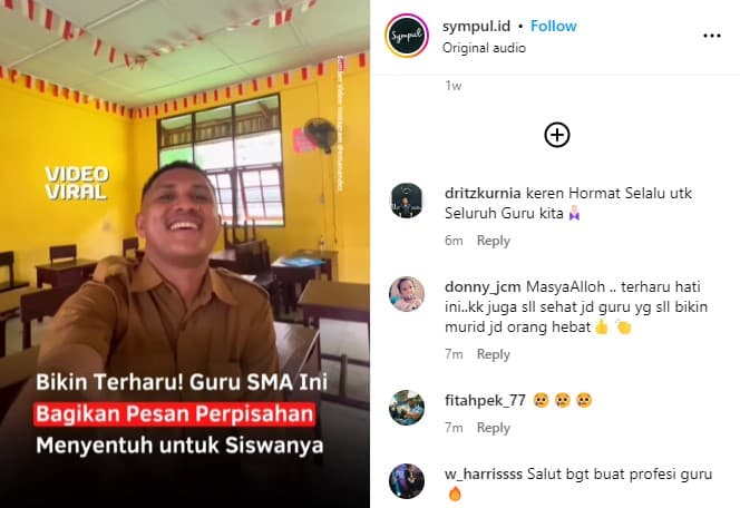 Viral pesan perpisahan guru di Papua untuk para siswanya. (Foto: Instagram @sympul.id)