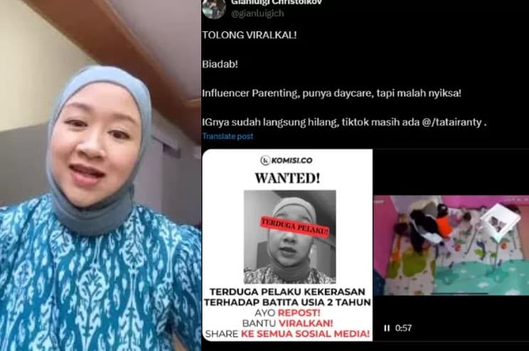 Heboh Influencer Parenting Meita Irianty Diduga Aniaya Balita Umur 2 Tahun. (Foto: akun X/@gianluigich)